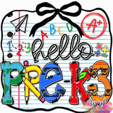 DTF Print * Back to School * Hello Grade Notesheet