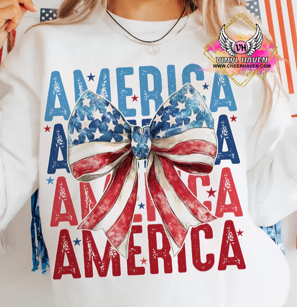 DTF Print * Patriotic * America America America bow