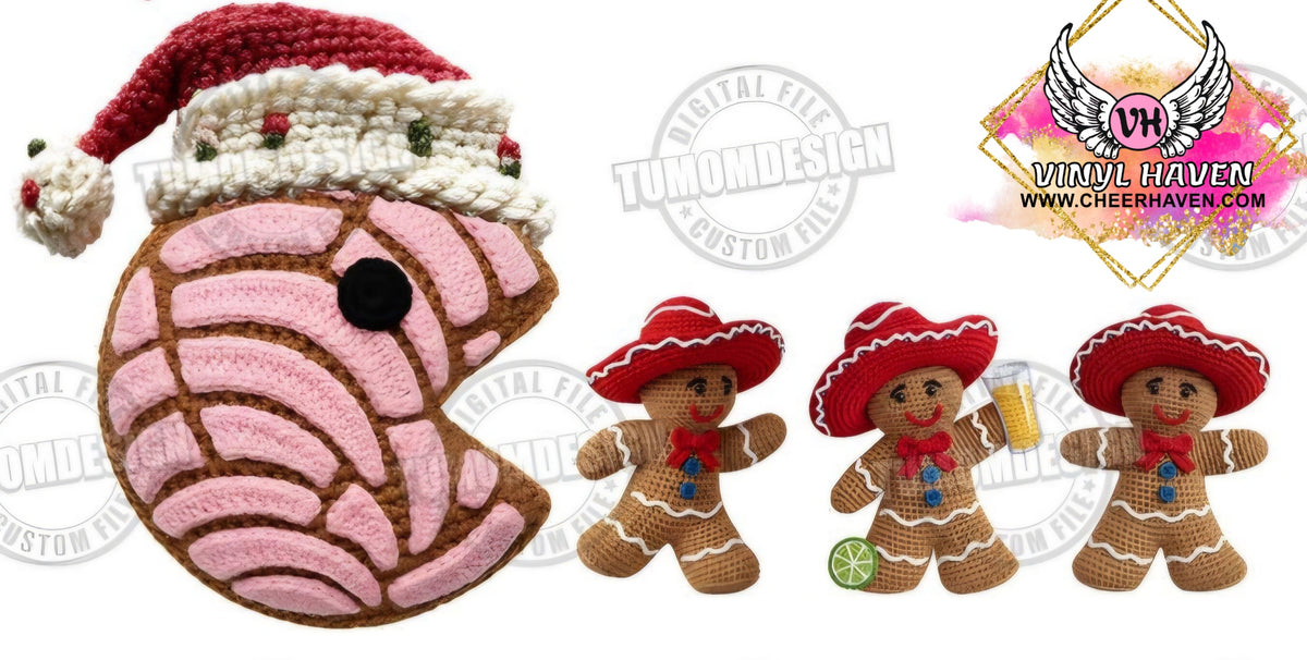 DTF Print * Christmas * Faux Yarn/Crochet Concha and gingerbread ...