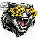 DTF Print * BacK To School * School Pride * GLITTER GLASSES MASCOT FACE (HIGH SCHOOLS)