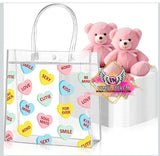 Valentine's * Clear conversational hearts gift bag 8"×8"×3"