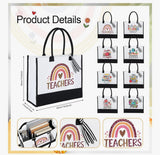 TEACHER APPRECIATION *Thank You Teacher gift * Canvas Tote Bags & Makeup Cosmetic Bag Set