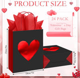 Valentine's Accessories * Metallic red heart BLACK paper gift bag w/tissue