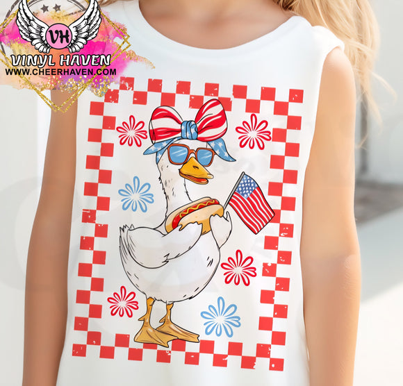 DTF Print * Patriotic * Girl Goose with Hotdog