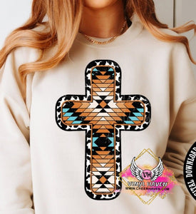 DTF print * Western * Aztec style cross