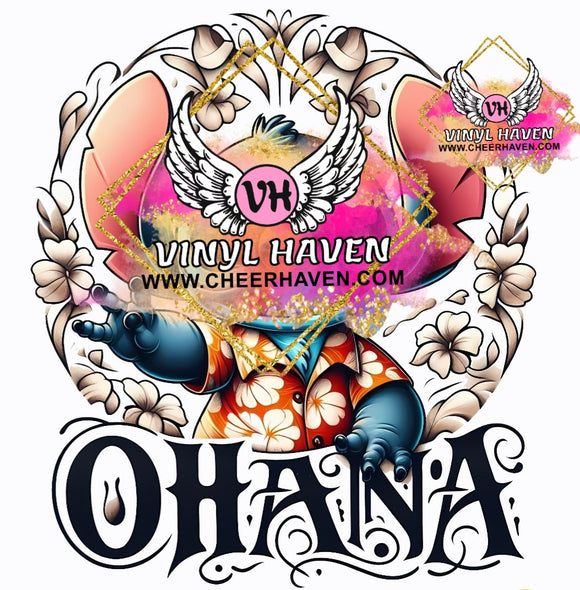 DTF Print * Red Ribbon Week * Hawaiian Ohana blue Monster