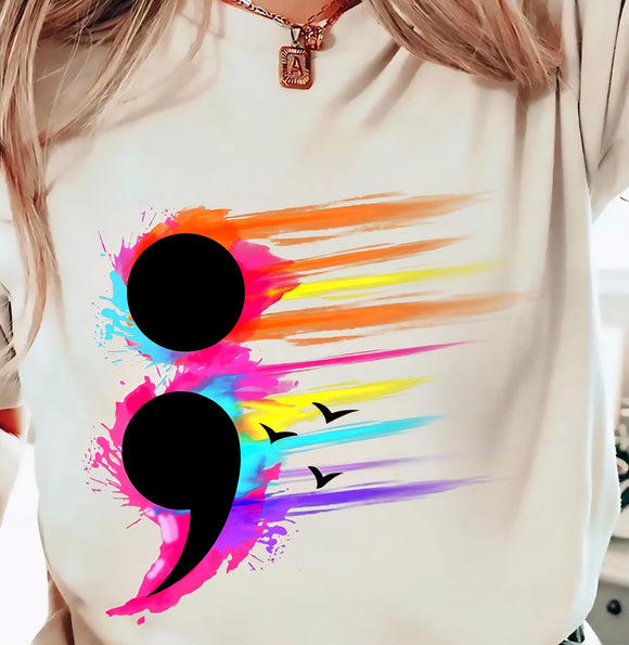 DTF Print * Suicide Prevention Awareness * Colorful Semicolon