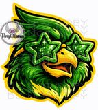 DTF Print * BacK To School * School Pride * GLITTER GLASSES MASCOT FACE (HIGH SCHOOLS)