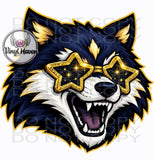 DTF Print * BacK To School * School Pride * GLITTER GLASSES MASCOT FACE (HIGH SCHOOLS)
