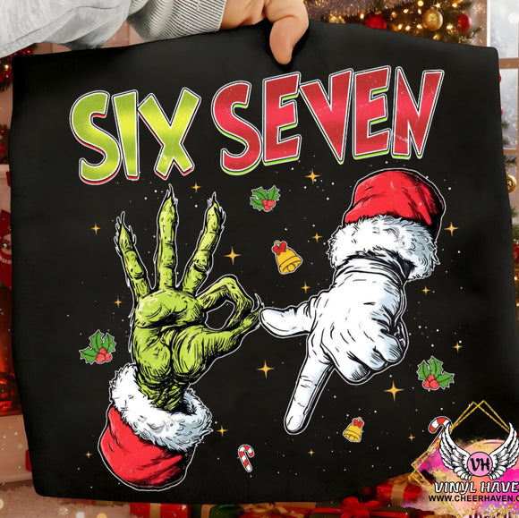 DTF Print * Christmas * Six Seven Santa and Green guy hands 6 7