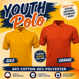 PRE-ORDER * NEW * Back to school Polo * 60%Cotyom 40% polyester * YOUTH SIZE * Orange & Gold