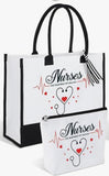 NURSE APPRECIATION *Thank You Nurse gift * Canvas Tote Bags & Makeup Cosmetic Bag Set
