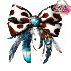 DTF print * Western * Cow print feather coquette bow