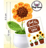 TEACHER APPRECIATION * Mini Crochet sunflower with pot and Inspirational teacher thank you card