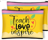 TEACHER APPRECIATION * Pencil Canvas Bag, Sticky Notes, Ballpoint Pen & keychain SET * Pencil Style