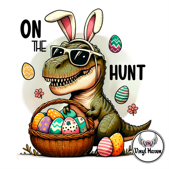 DTF Print * Easter * On The Hunt Dino