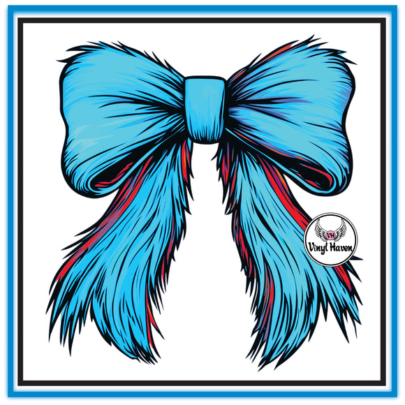 DTF Print * Read Across America * Fuzzy blue bow #66