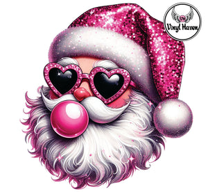 DTF Print * Christmas * Pink Santa with bubble gum