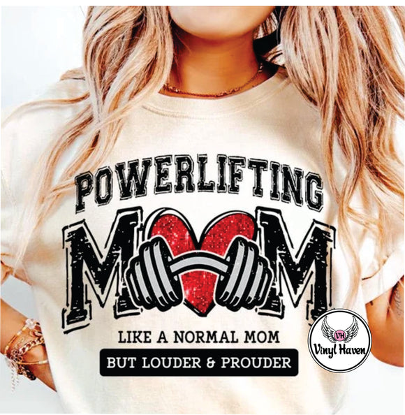 DTF * Gym/Workout * Powerlifting Mom faux sparkle RED heart