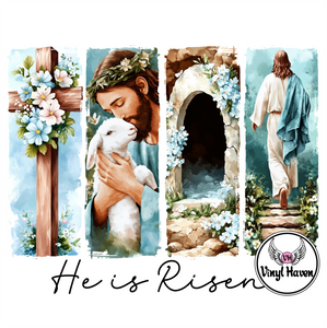 DTF Print * Easter * He is Risen Jesus, Tomb & Cross