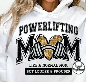 DTF * Gym/Workout * Powerlifting Mom faux sparkle GOLD heart