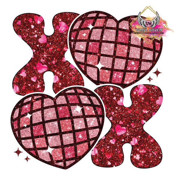 DTF Print * Valentine's * XOXO Disco Ball hearts