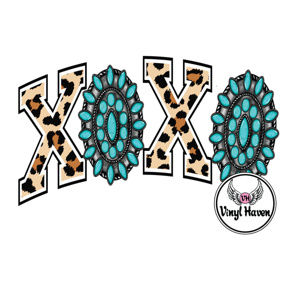 DTF Print * Valentine's * XOXO Leopard & Turquoise