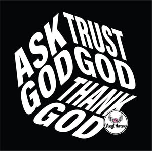 DTF Print * Religious * Ask God Trust God Thank God cube