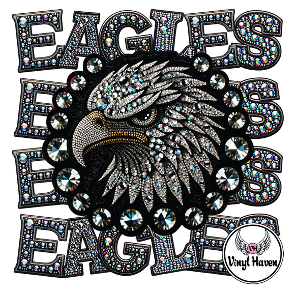 DTF Print * Football Game Day * Faux Rhinestones Eagles