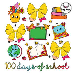 DTF Print * 100 Days Of School * 100 days School accessories and bows