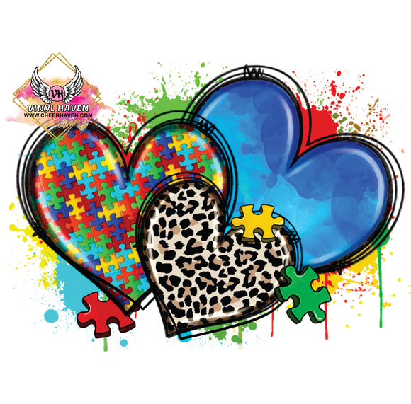 DTF Print * Autism * Colorful Hearts
