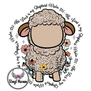 DTF Print * Easter * The Lord is my Shepherd Doodled Lamb