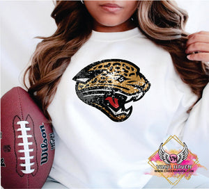 DTF Print * Realistic Texture Faux Sequins * Gutierrez Jaguars logo