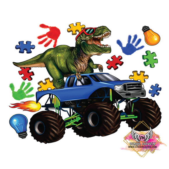 DTF Print * Autism * Dinosaur on truck
