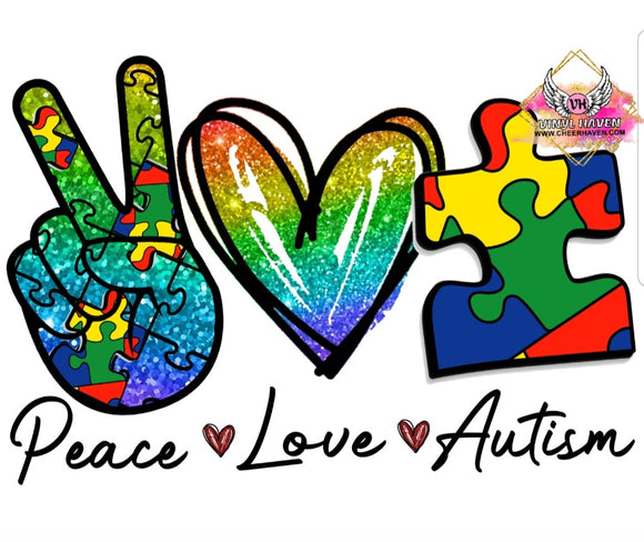 Screen Print * AUTISM * Peace Love Autism * YOUTH