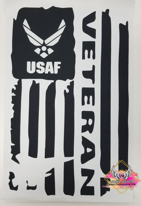Screen Print * Veteran Flag USAF * 4th of July * Single Color S-Print