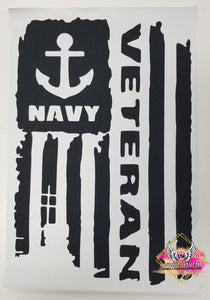Screen Print * Veteran Flag Navy * Single Color S-Print