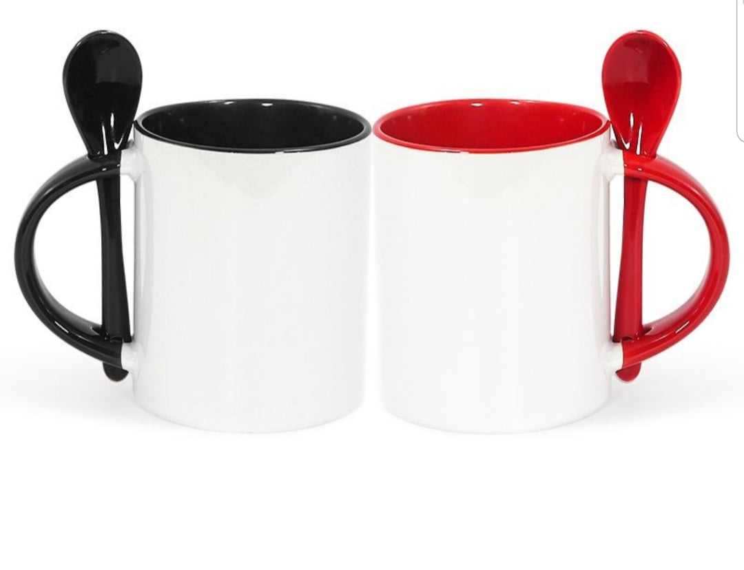 11 oz Sublimation Mug with Red Rim & Handle