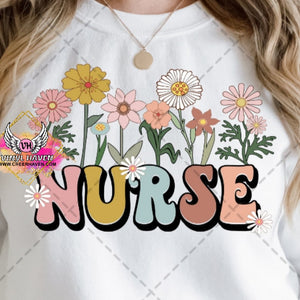 DTF * Nurse Retro Flowers