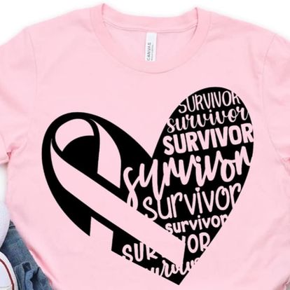 Screen Print * Survivor Cancer Awareness Heart * Single Color S-Print