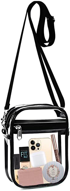 Clear Crossbody Bags 7.5 x 5.9 x 1.8 Inches * Stadium Approved
