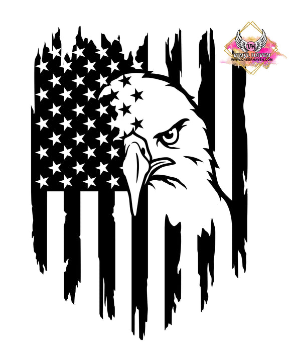 Screen Print * Patriotic Eagle (Black Ink) * 4th of July * Single Color S-Print