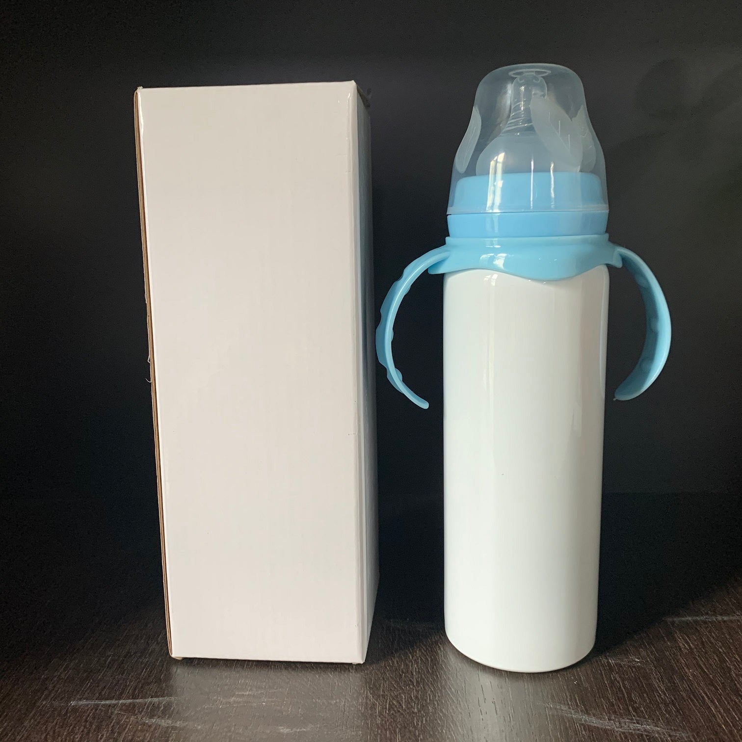 Blank 8oz Double Wall Stainless Steel Sublimation Baby Bottle With A Blue  Top - 1pc