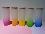 25oz Glass Sublimation Cup * Colorful Gradient Frosted
