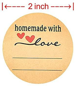 Homemade with Love Thank you Stickers * 2" round * Natural