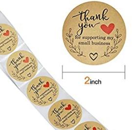 Thank you for supporting my small business Sticker 25pc Roll * 2" round * Natural