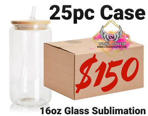 16oz Glass Sublimation Cup * Clear (25pc CASE) (WHOLESALE)