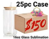 16oz Glass Sublimation Cup * Clear (25pc CASE) (WHOLESALE)