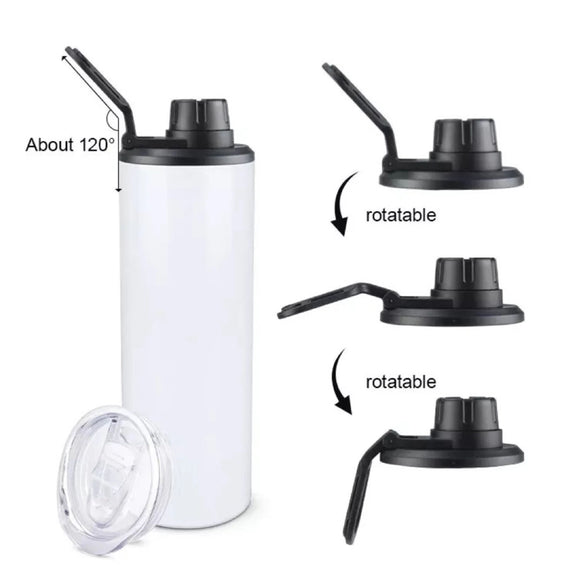 Sublimation Dual lids white straight tumbler/water bottle with screw lid * 20oz